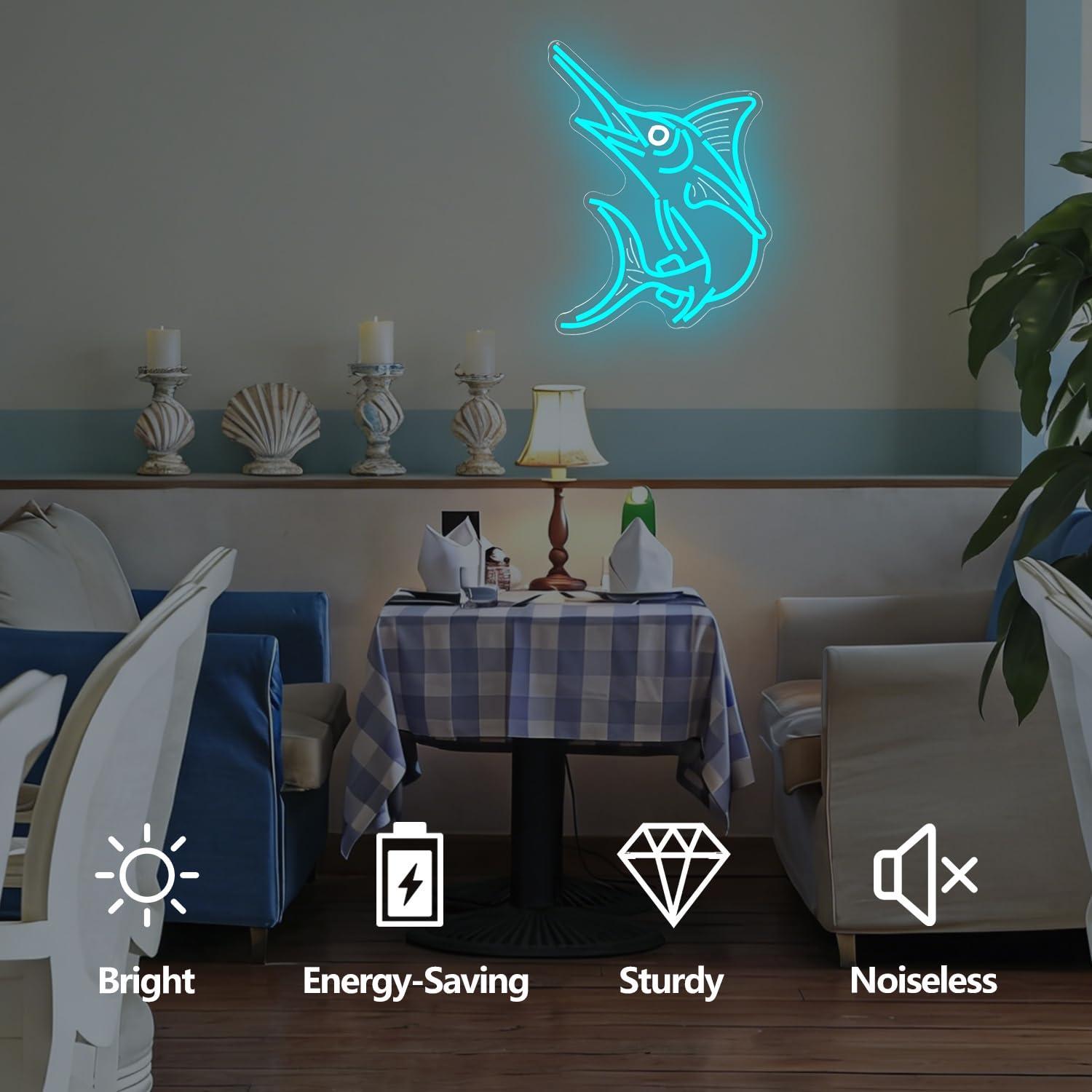 Marlin Fish Neon Sign Deep Sea - Fishing Light avaliação e preço