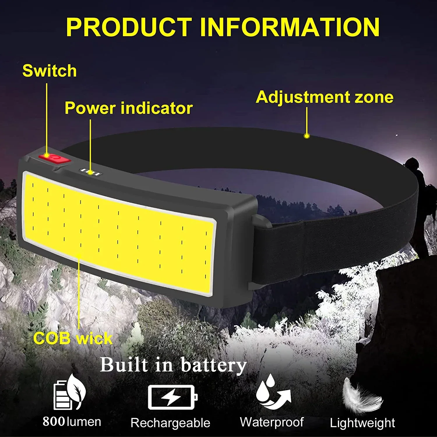 Powerful COB LED Headlamp Type - Fish Finder Battery avaliação e preço