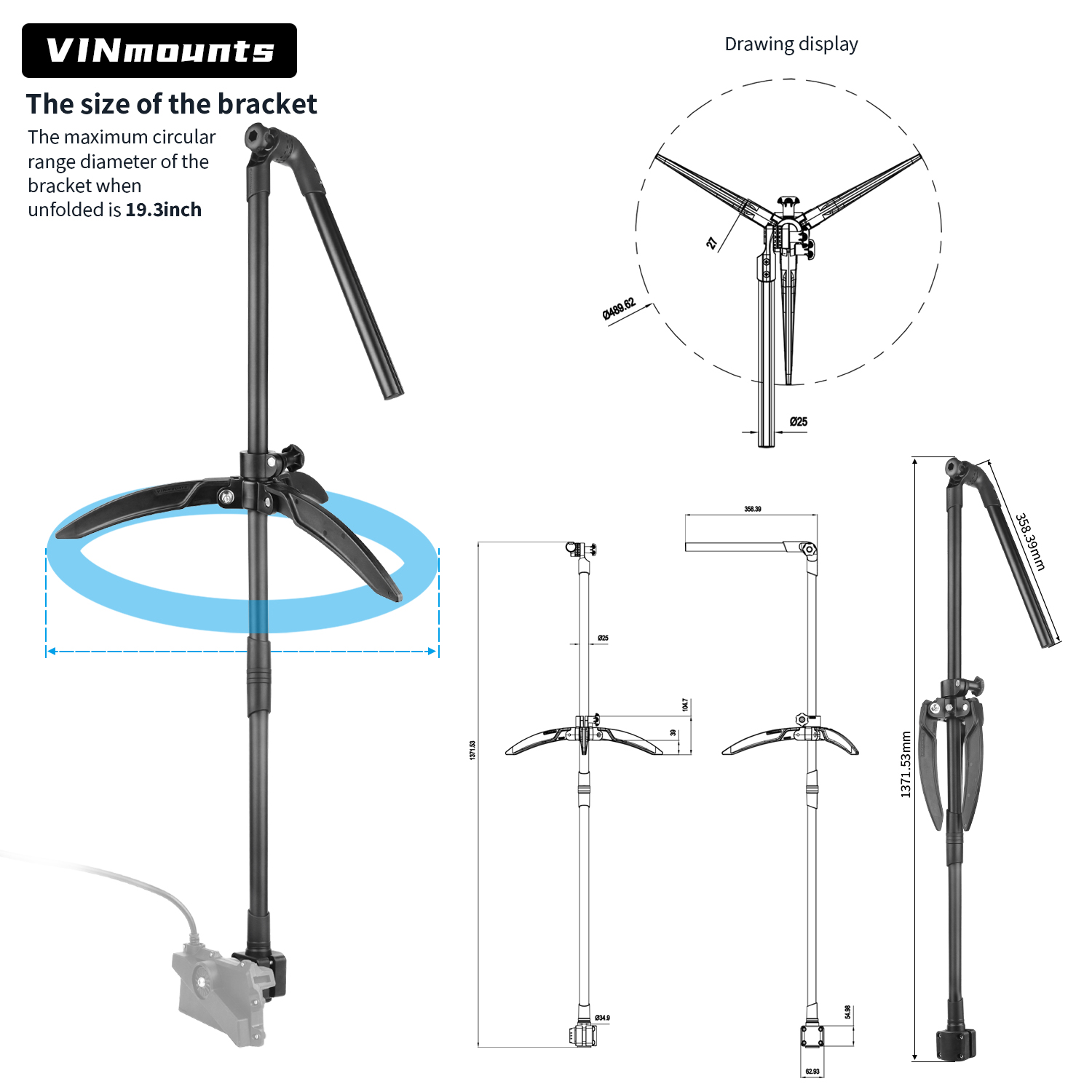 Ice Fishing Transducer Pole Mo - Fish Finder Mount avaliação e preço