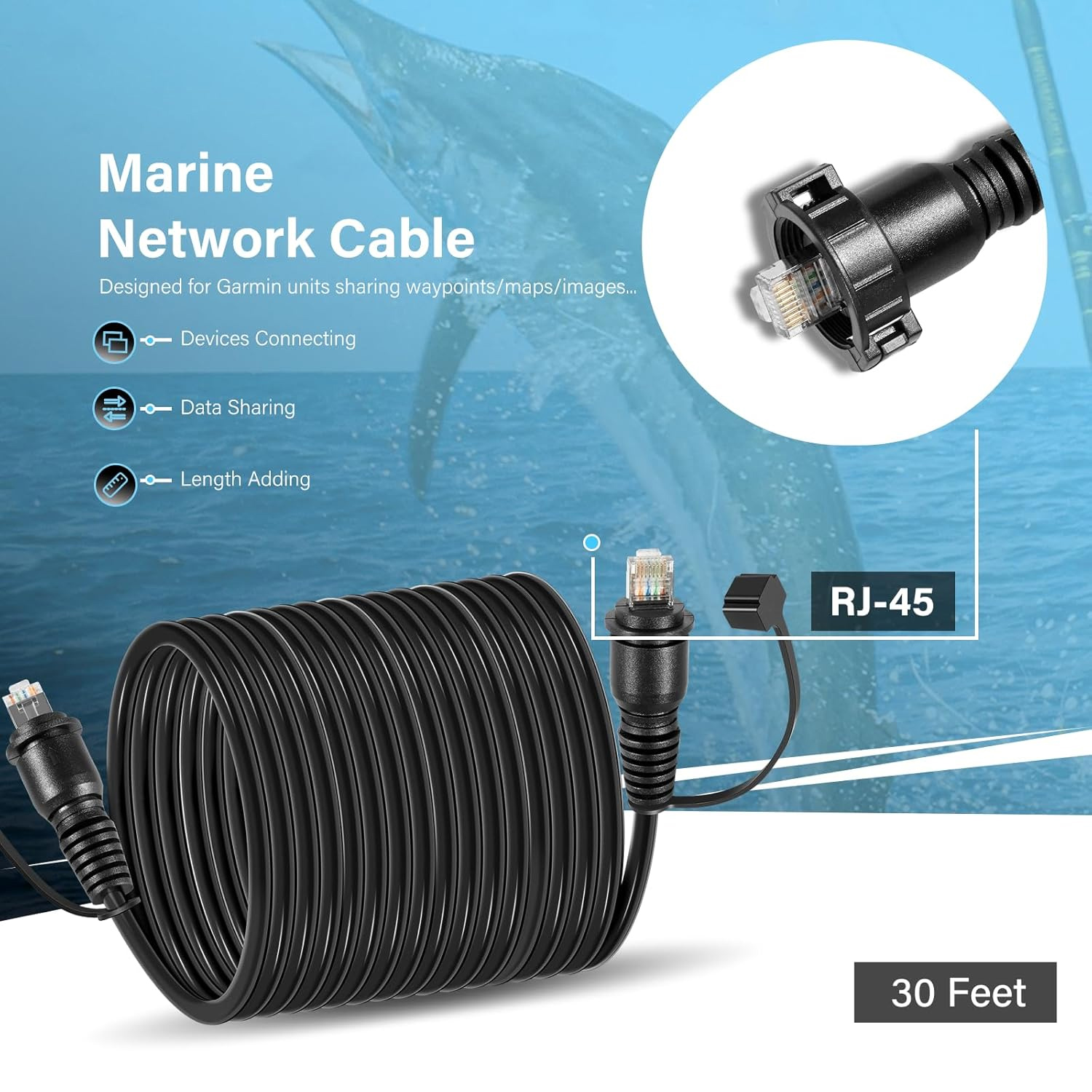 30 Foot Marine Network Cable f - Fish Finder Cable avaliação e preço